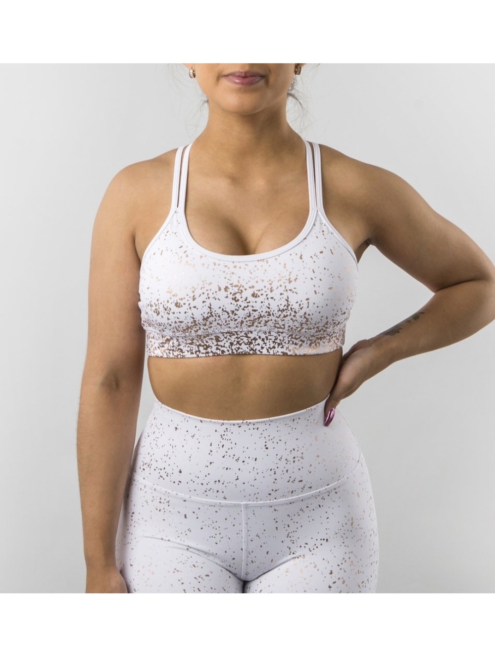 Buffbunny Rose Gold Speckled Jade Luxe Athleisure Clean Girl Sports Bra S